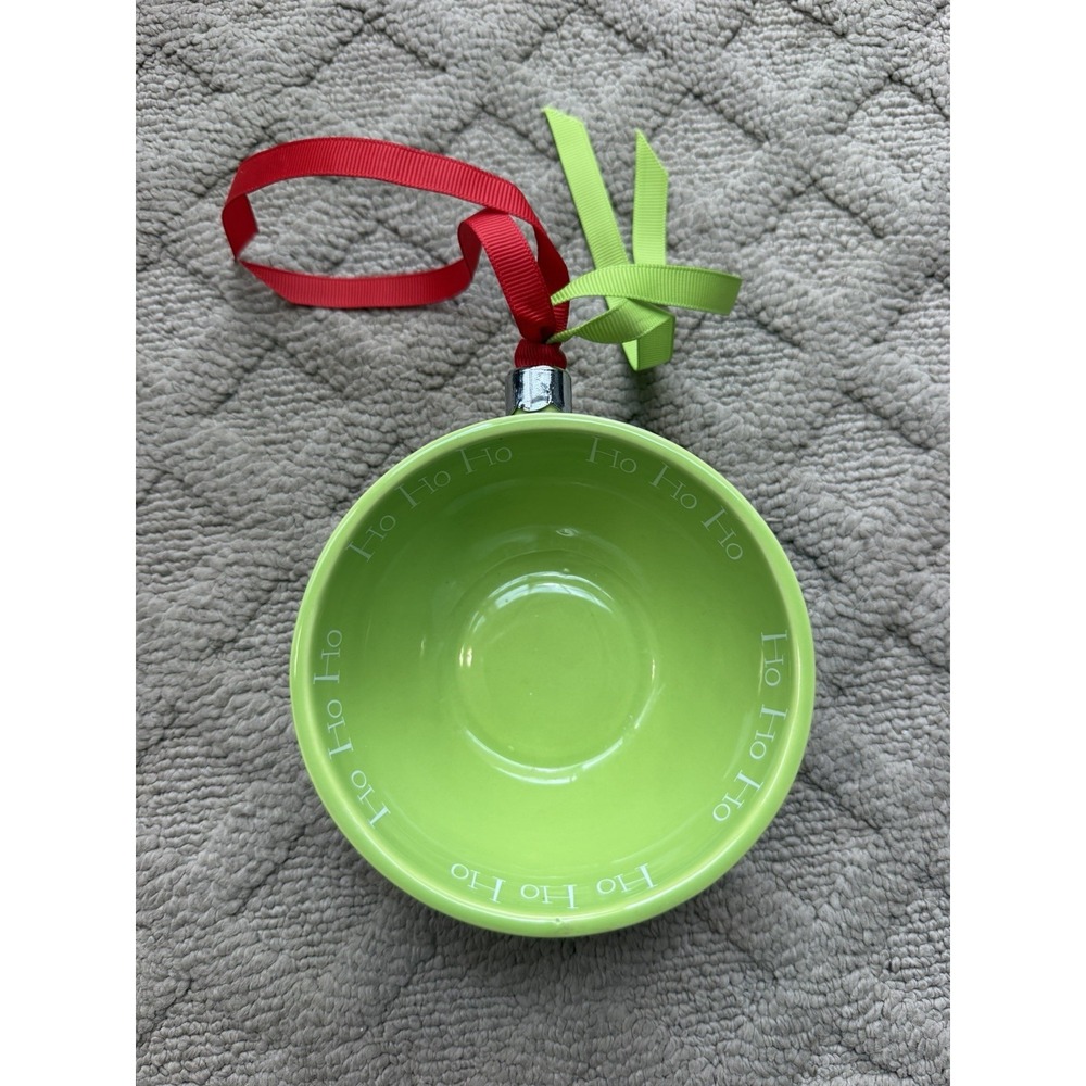 MUD PIE BOWL ORNAMENT "Ho Ho Ho" Green Adorable Candy/Nut/Trinket Dish